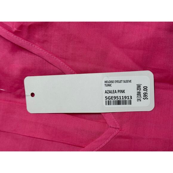Soft Surroundings Top Womens 1X Heloise Eyelet Sleeve Tunic Azalea Pink Boho NWT - Picture 7 of 10